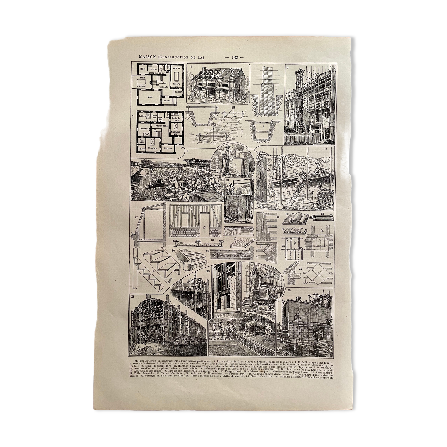 Lithograph engraving on the construction of the house of 1922