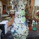 polychrome faience vase with relief floral decoration – 20th century