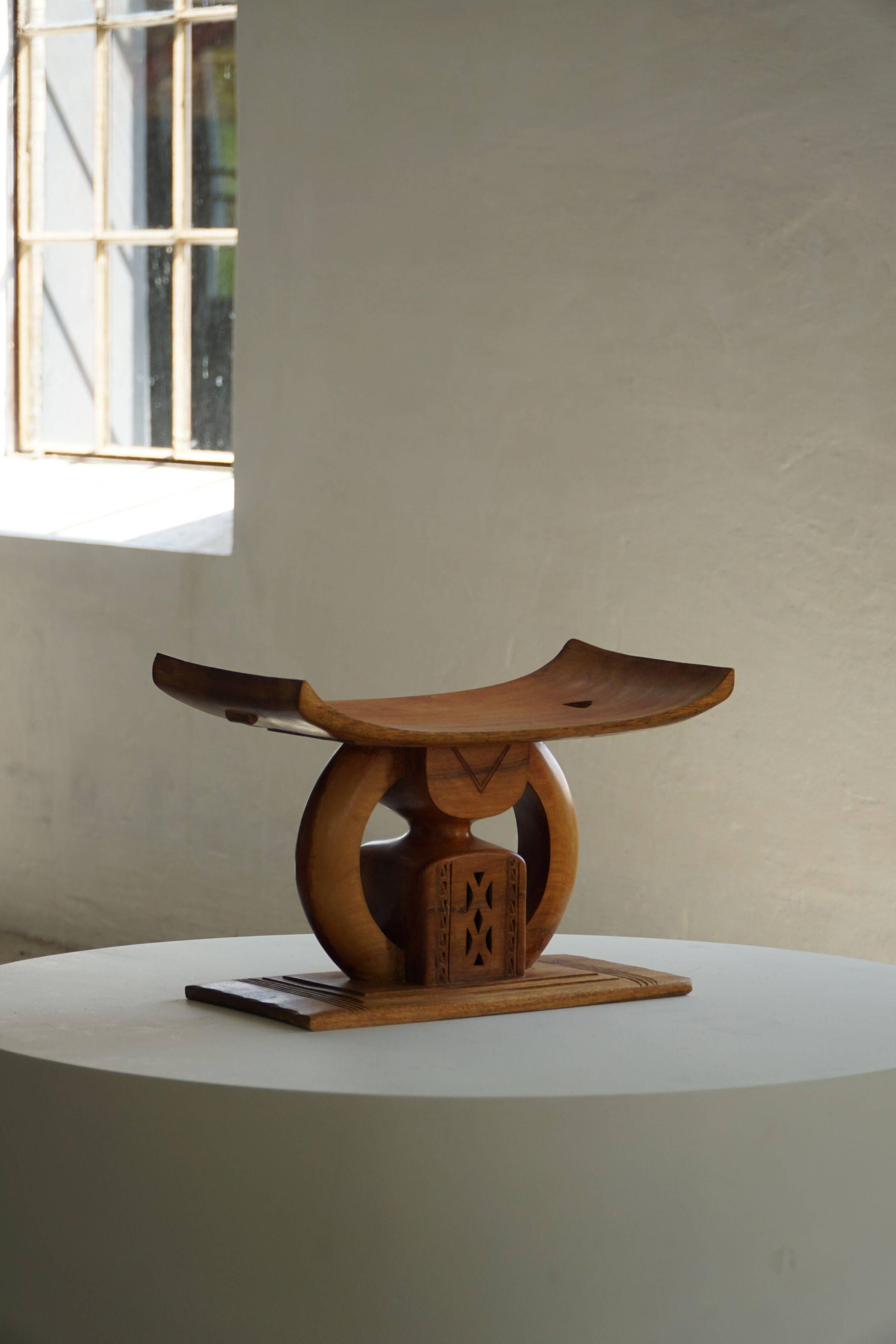 Ashanti stool from West Africa, carved from hardwood, 20th century.