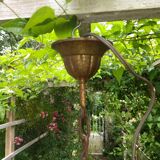 Chandelier gilded sheet metal masca Italy 60s Hollywood regency