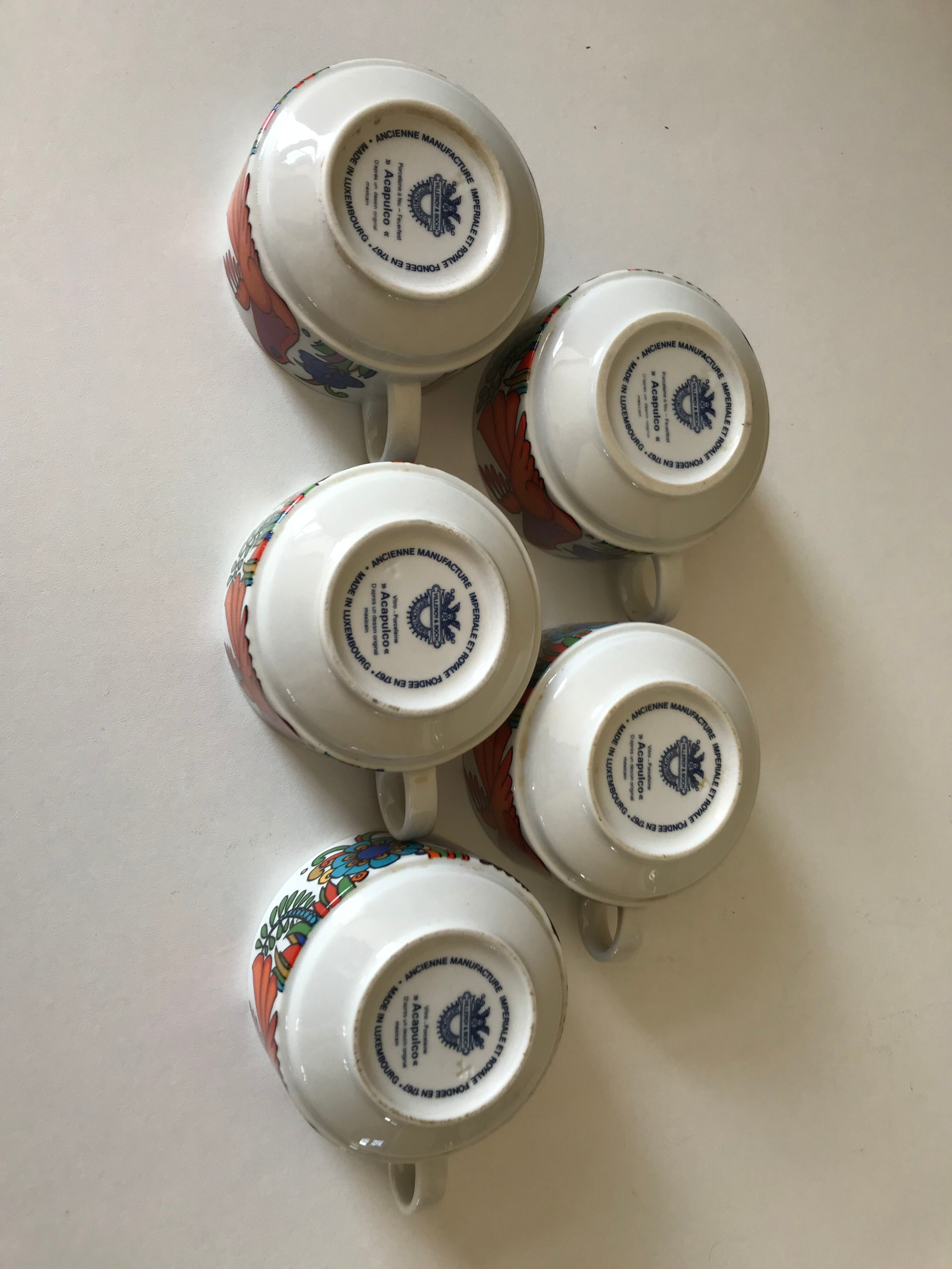 Set of 5 cups Acapulco vintage design 1970