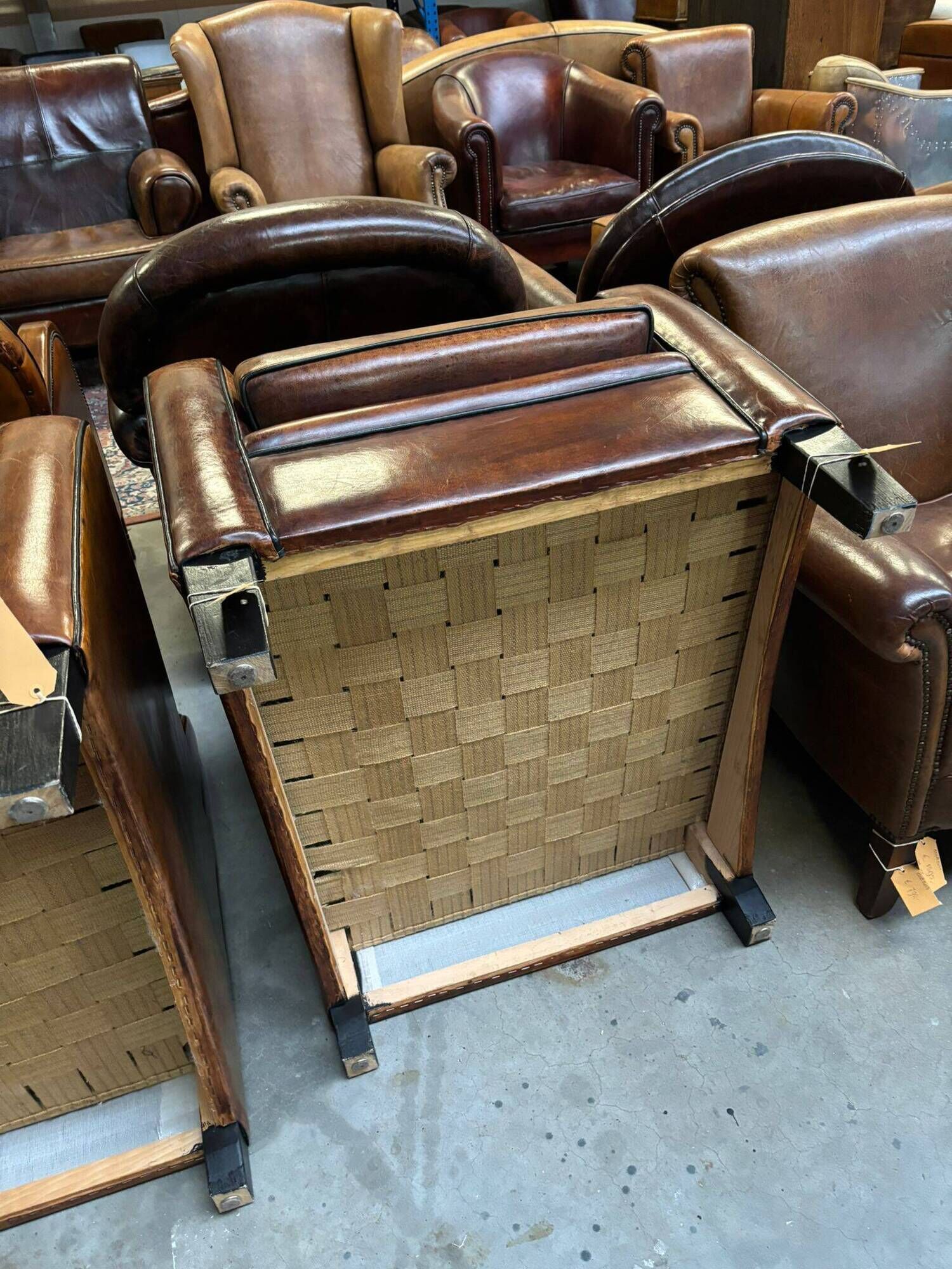Set of 2 characterful, comfortable armchairs made of sheepskin leather with a sleek Art Deco design