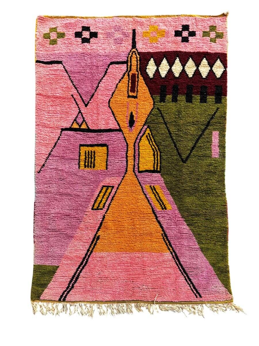 Modern Moroccan Boujad multicoloured Berber rug