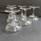 6 Blown and Cut Champagne Glasses