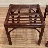 Rattan bench or pair of stools from the 1950s
