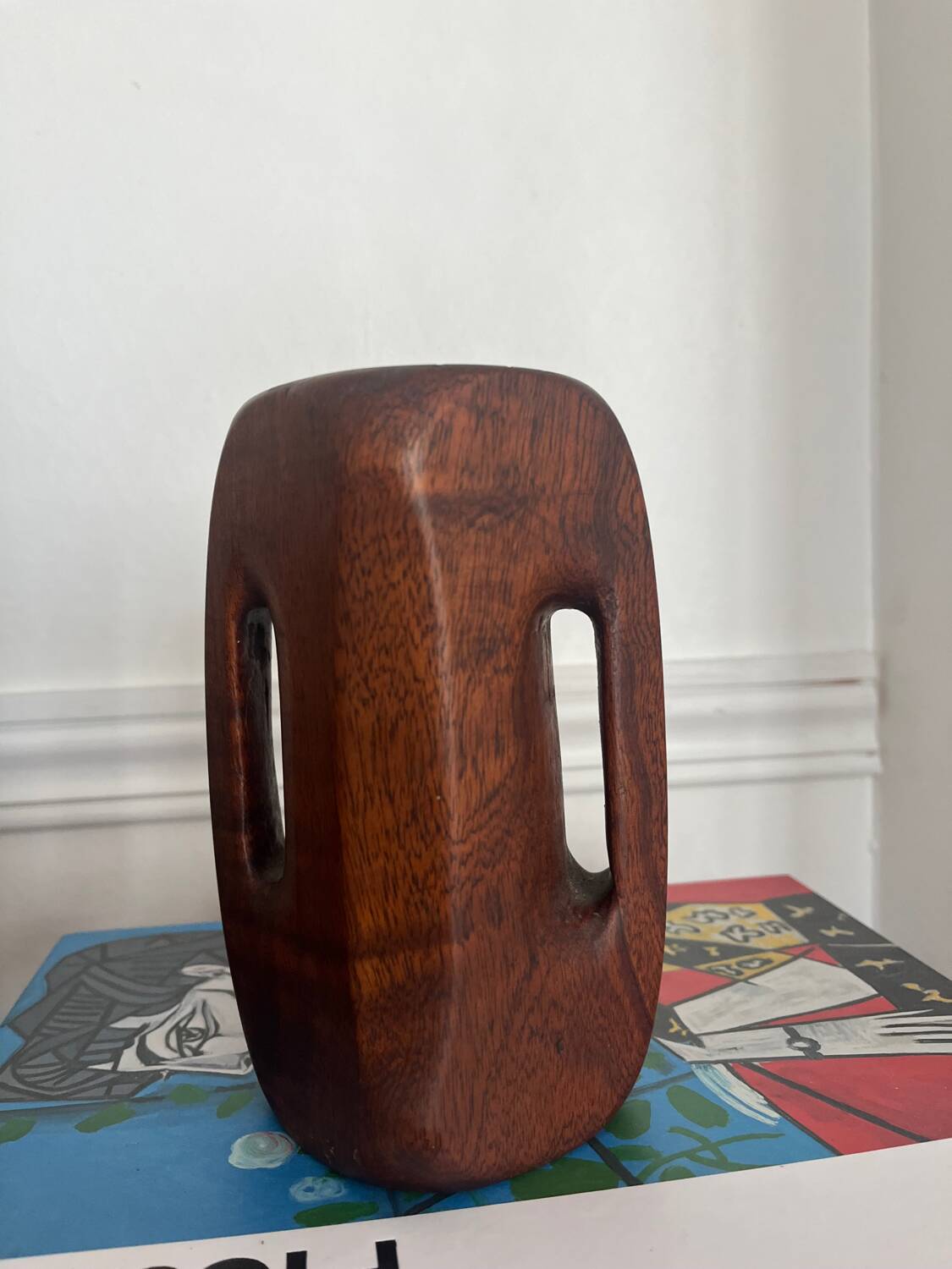 Brutalist wooden vase from the 80s