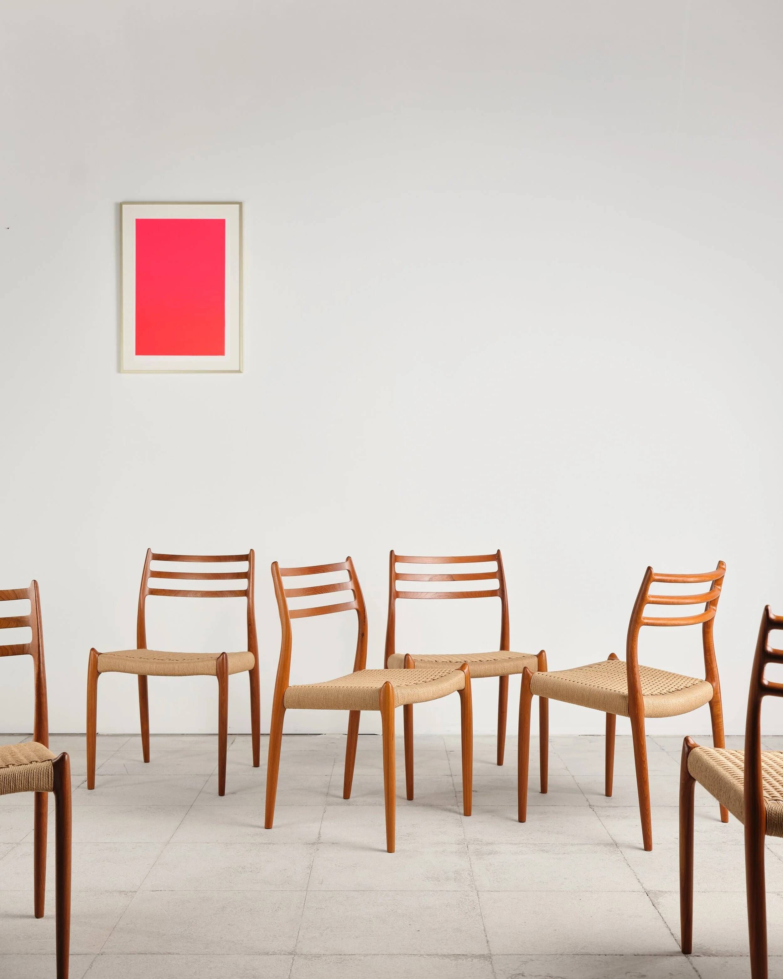 Set of 6 model 78 chairs in teak by Niels O. Møller, Denmark, 1960s.