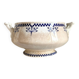 Creil & Montereau ironstone salad bowl and soup tureen, "Damier" service