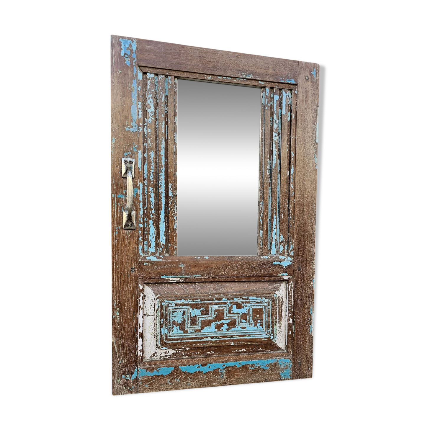 Burmese teak window mirror