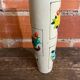 Old Rolled Vase Beige Ceramic Polychrome Flower Decor Vintage #D