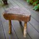 Brutalist tripod stool in grayed pine. France, 1950s