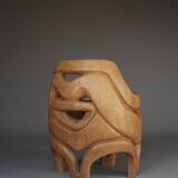 Organic Sculptural hand-crafted palm wood Side Chair, 1970s