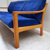 Scandinavian 3-seater sofa in natural wood and CFC Silkeborg fabric Denmark