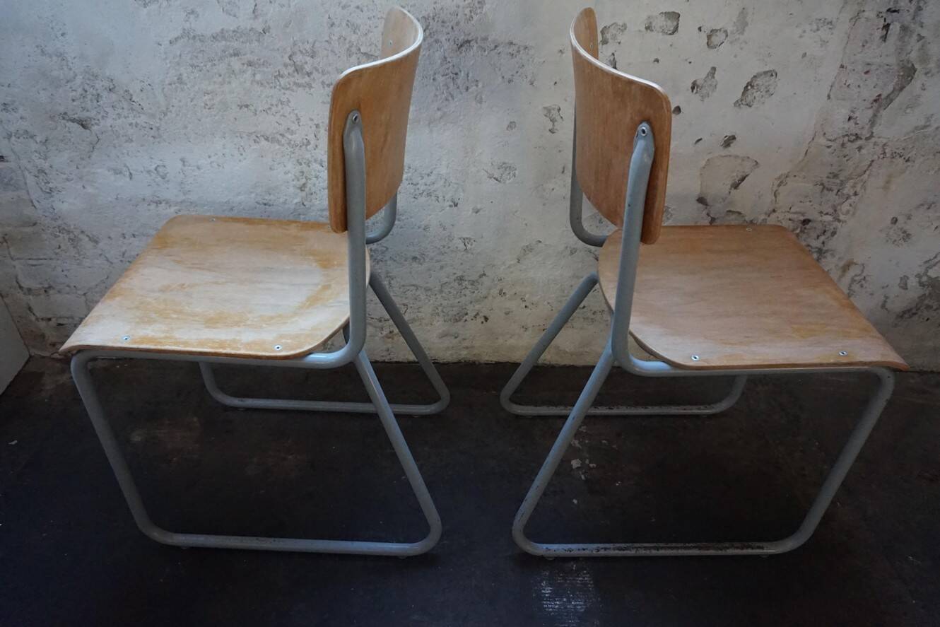 Industrial vintage Chairs Willem Hendrik Gispen for Gispen 1950s, Set of 2