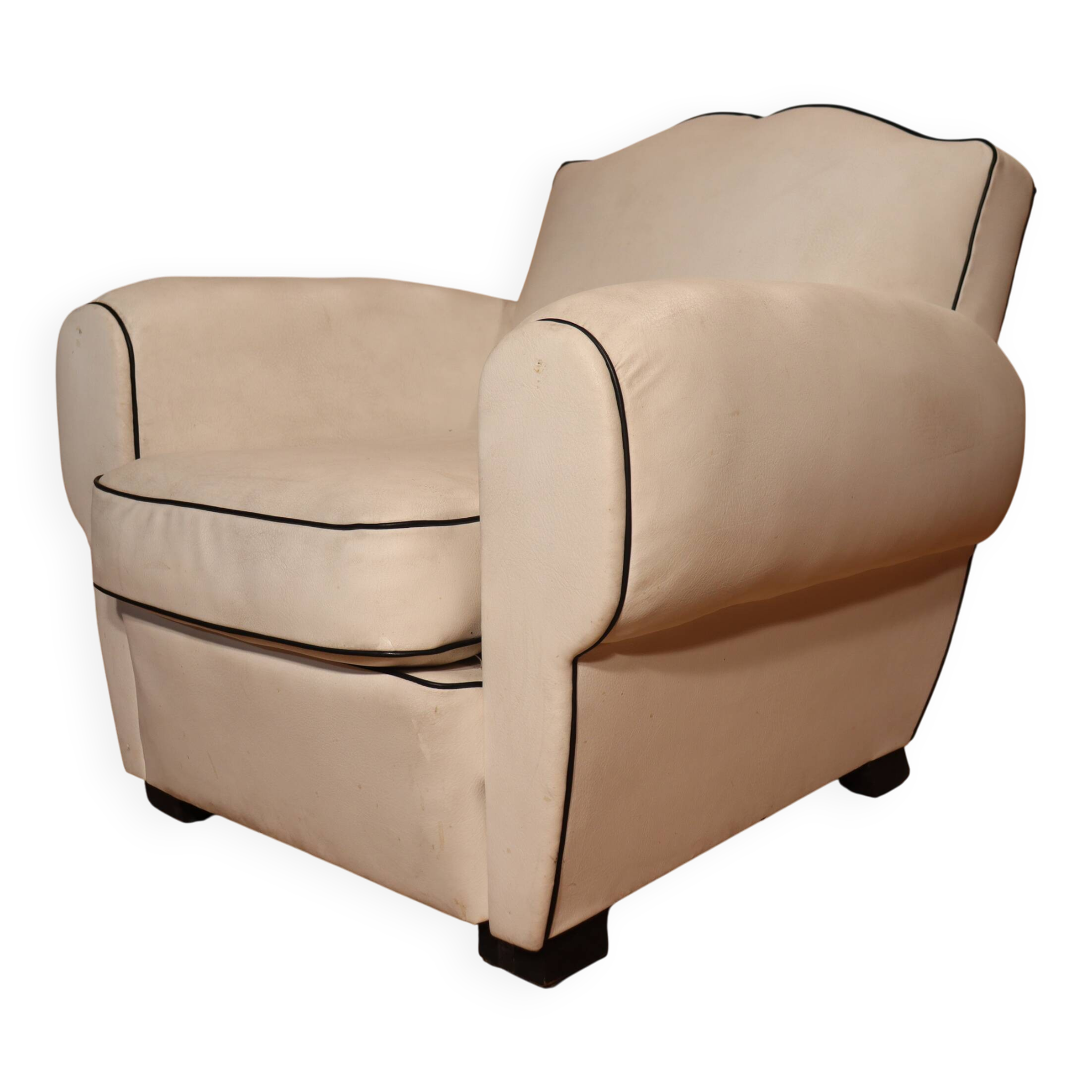 Fauteuil club en cuir blanc