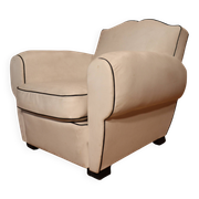 Fauteuil club en cuir blanc