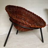 Pair of wicker basket armchairs