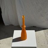 Vase soliflore en verre orange vintage H34