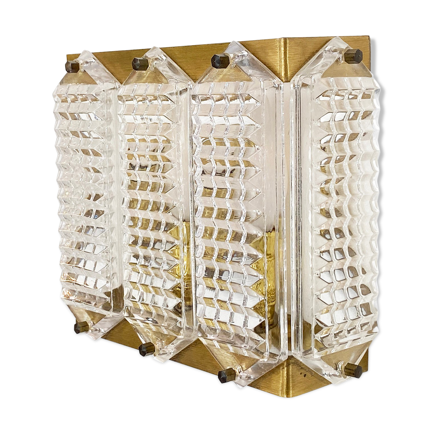 Brass and glass wall light/sconce by Wiktor Berndt for Flygsfors. Sweden 1960s