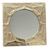 Hammered golden brass square mirror 27x27cm