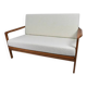 1960s canapé, in teak and white boucle.