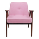 Vintage pink armchair in pastel wool fabric, oak wood.
