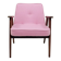 Vintage pink armchair in pastel wool fabric, oak wood.