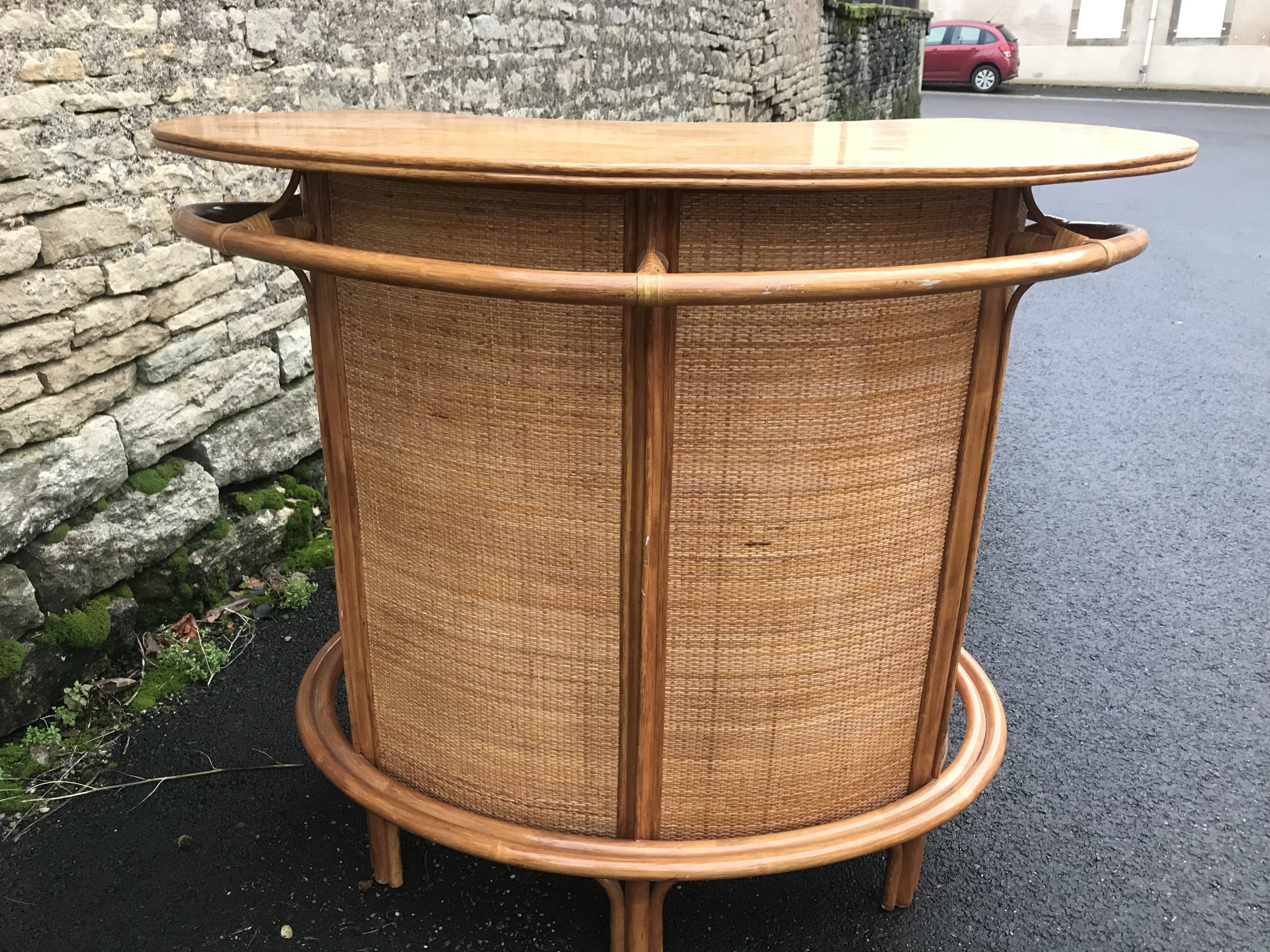 Rattan/bamboo bar and stools