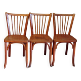Série de 3 anciennes chaises de bistrot Baumann en bel état