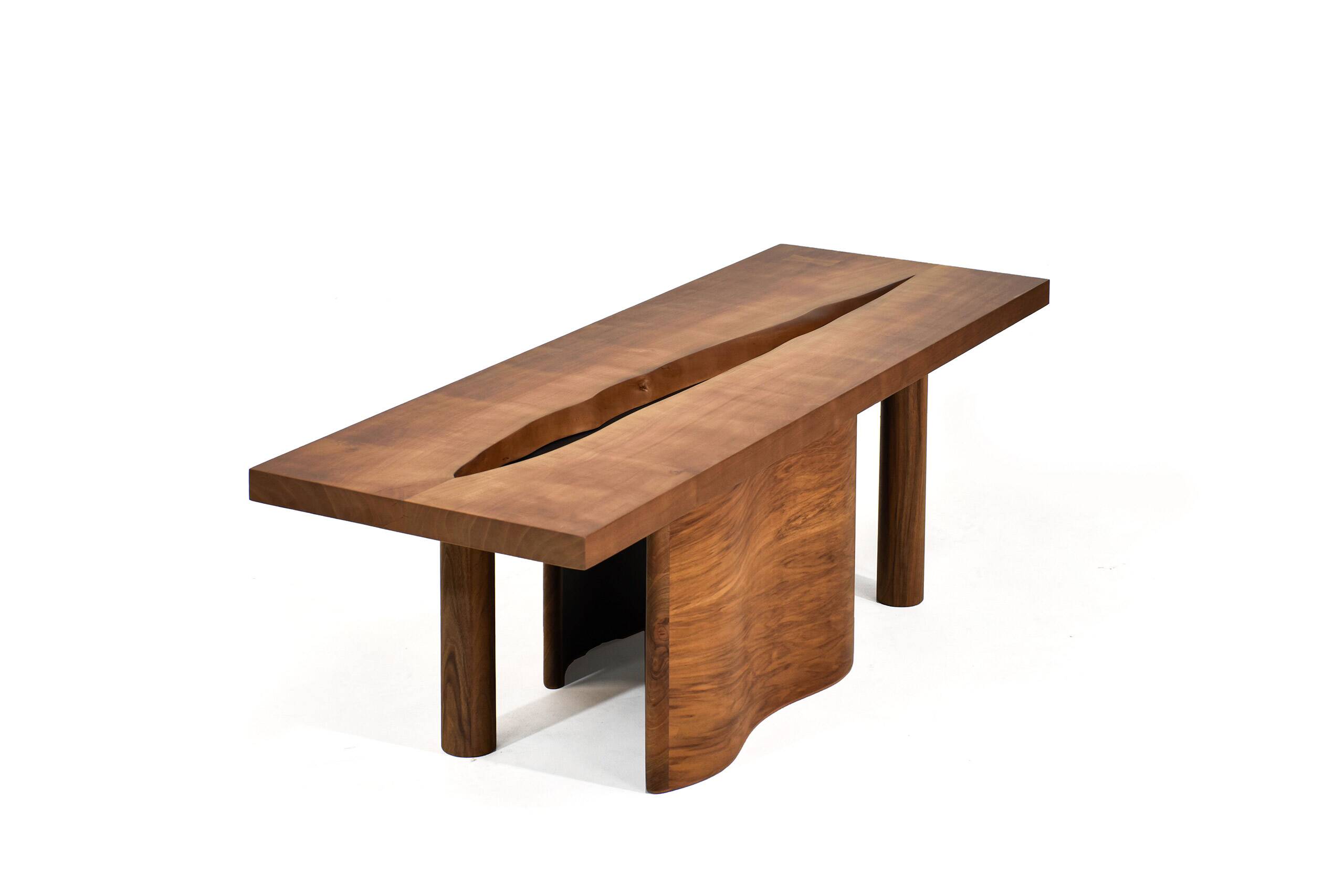 Large coffee table ONDA, cherry and walnut
