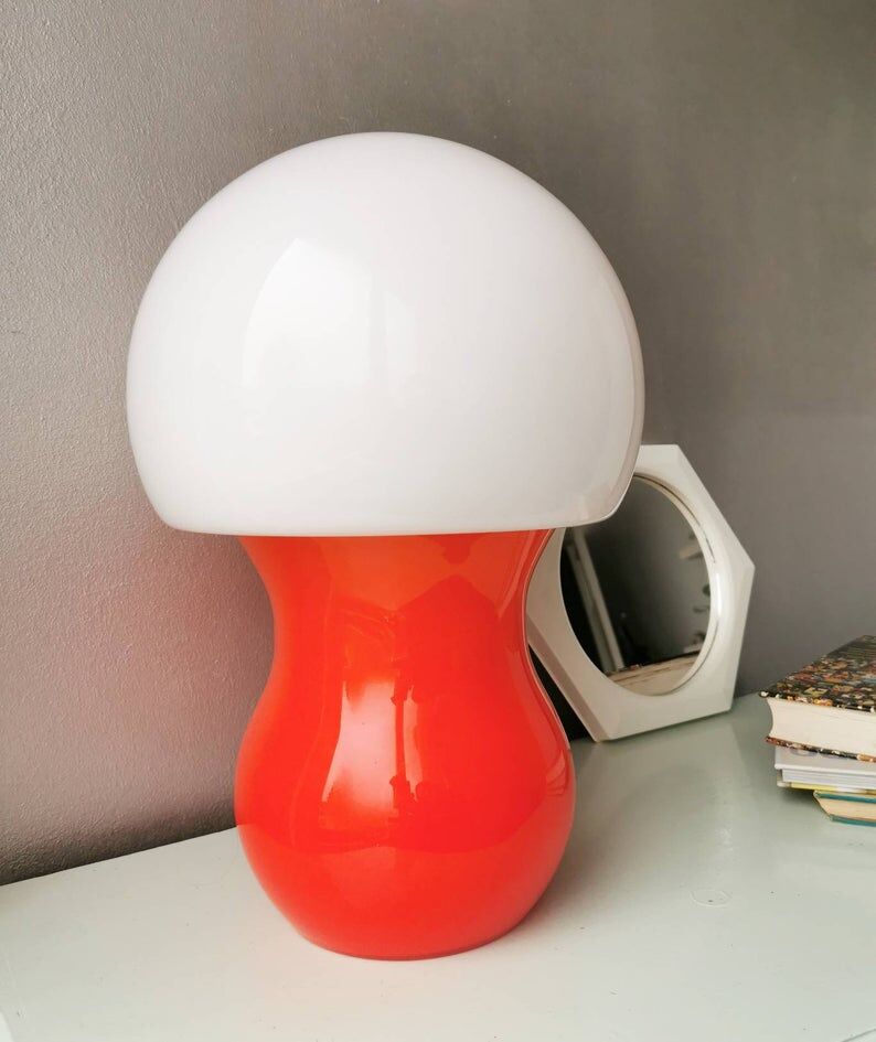 Unique glass mushroom lamp 1970