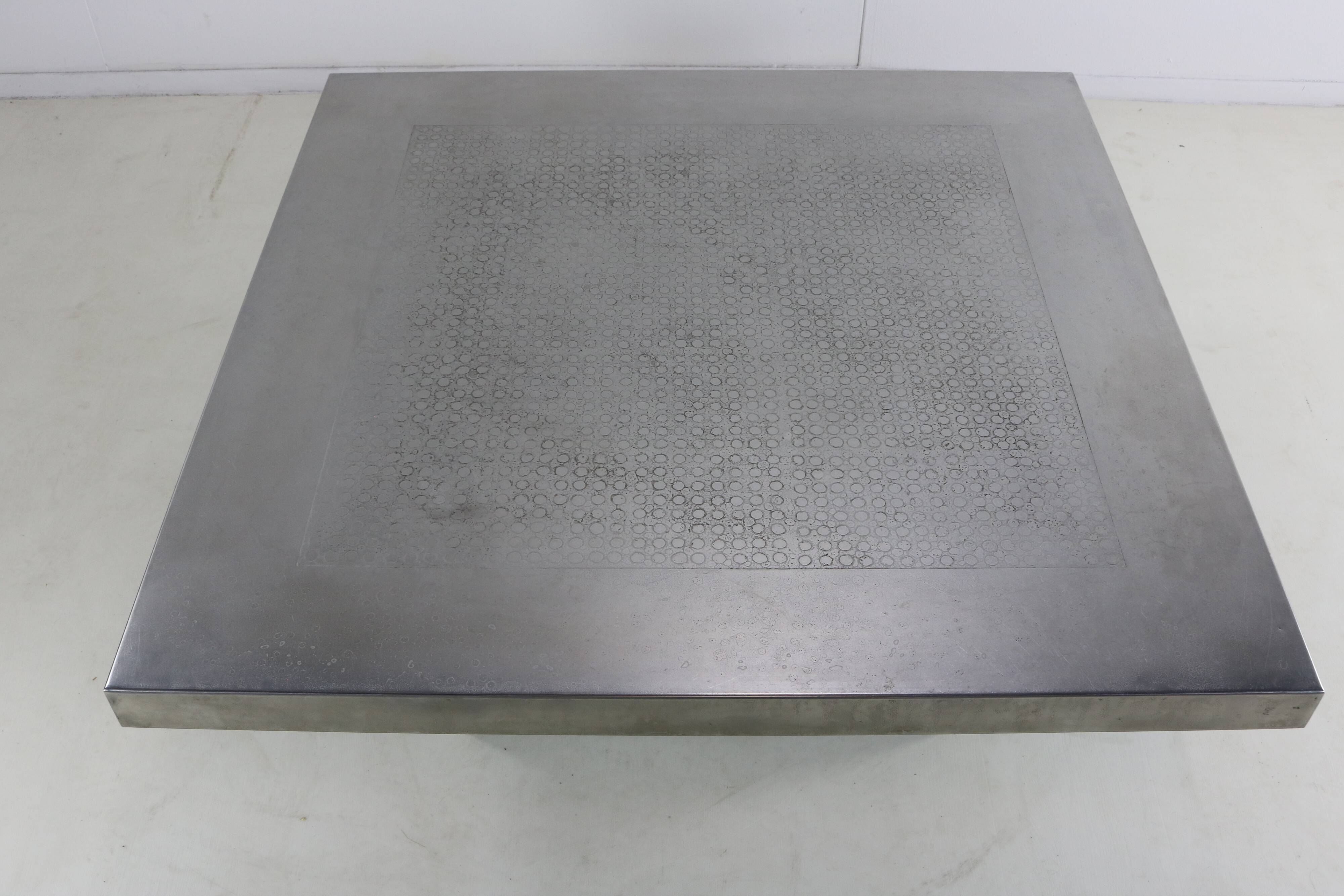 German design etched metal coffee table by Heinz Lilienthal