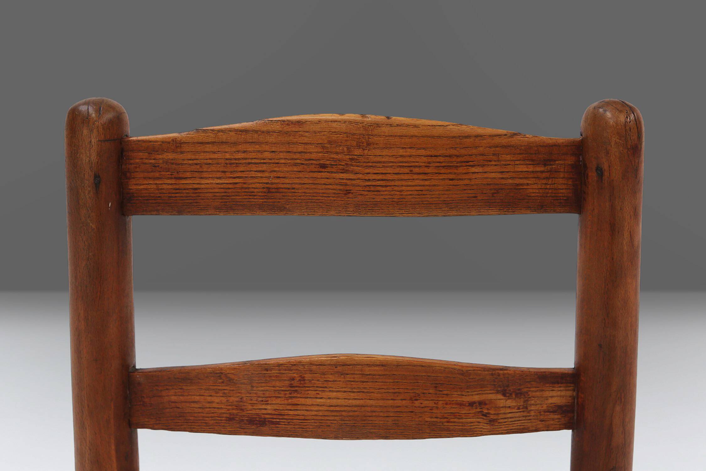 French Wabi-Sabi wood and wicker side Chair, 1850s