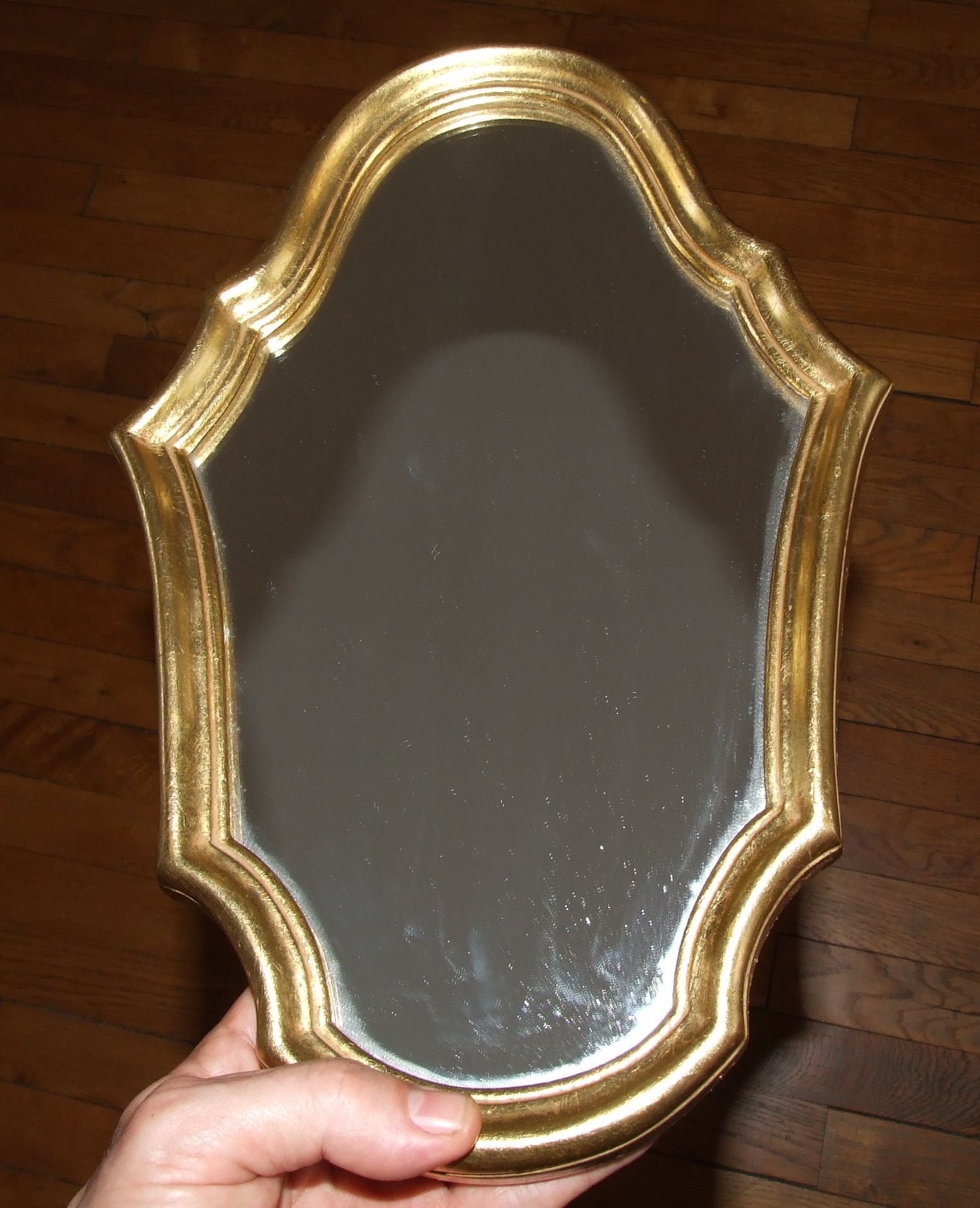 Old mirror frame in gilded wood 23x34cm