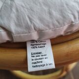Pair of rattan and bamboo poufs