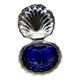 Vintage butter dish / caviar dish in cobalt blue glass & metal