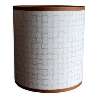 Cylindrical lampshade made of Nepalese handcrafted paper Lokta