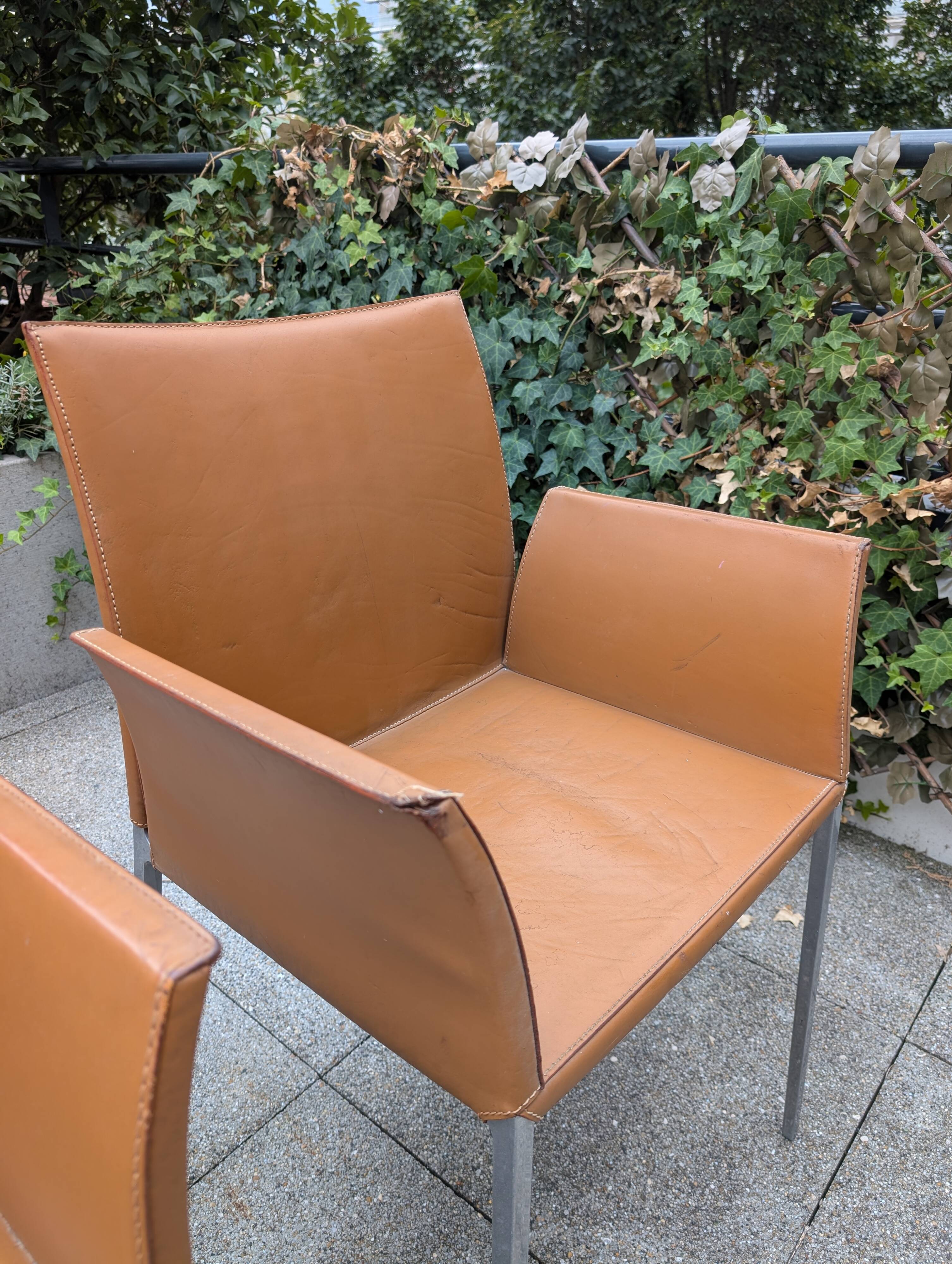 Paire de fauteuils Lia par Roberto Barbieri pour Zanotta — Cuir cognac