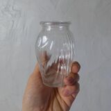 3 vintage molded glass bulbous vases 50s