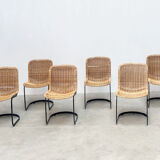 Set of six Cidue rattan dining chairs