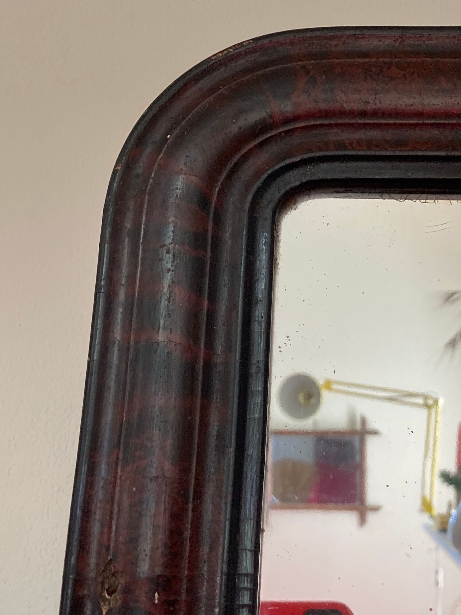 Mirror Louis Philippe period 46x39 XIXth old black brown