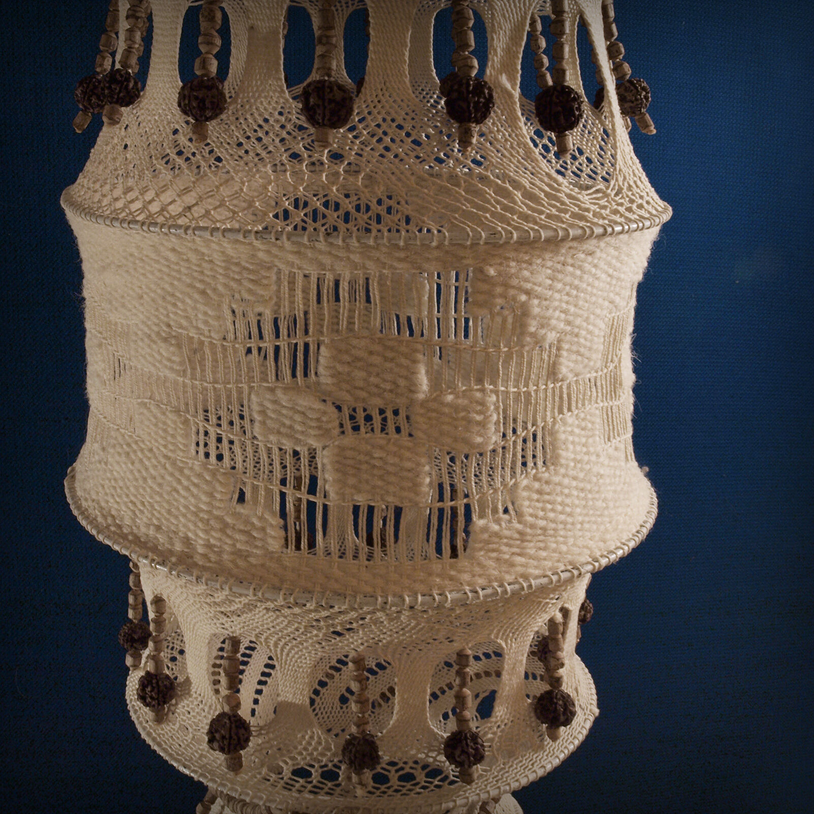 Crochet and wood chandelier