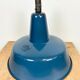 Industrial blue enamel factory lamp with cast iron top, 1960s