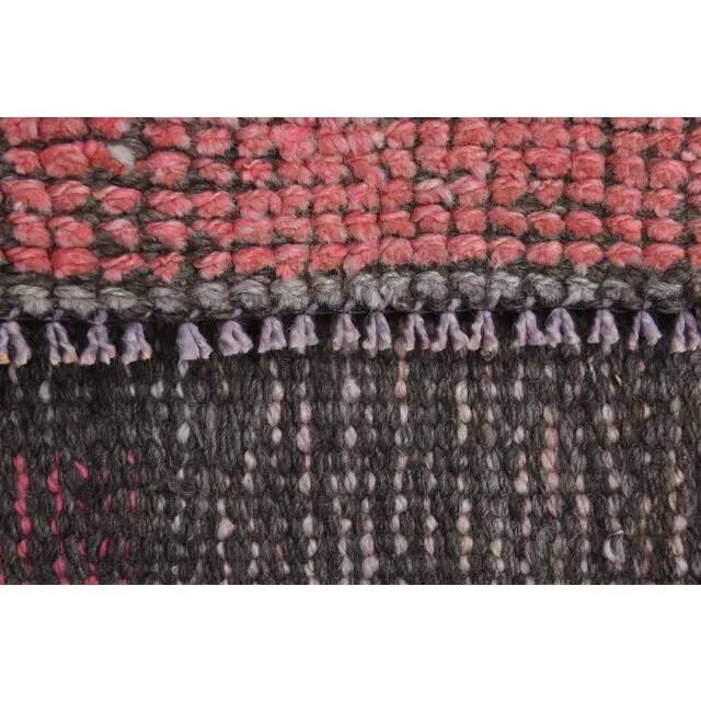 1970s Vintage Turkish Oushak Handmade Wool Cotton Pink Runner Rug 89x279