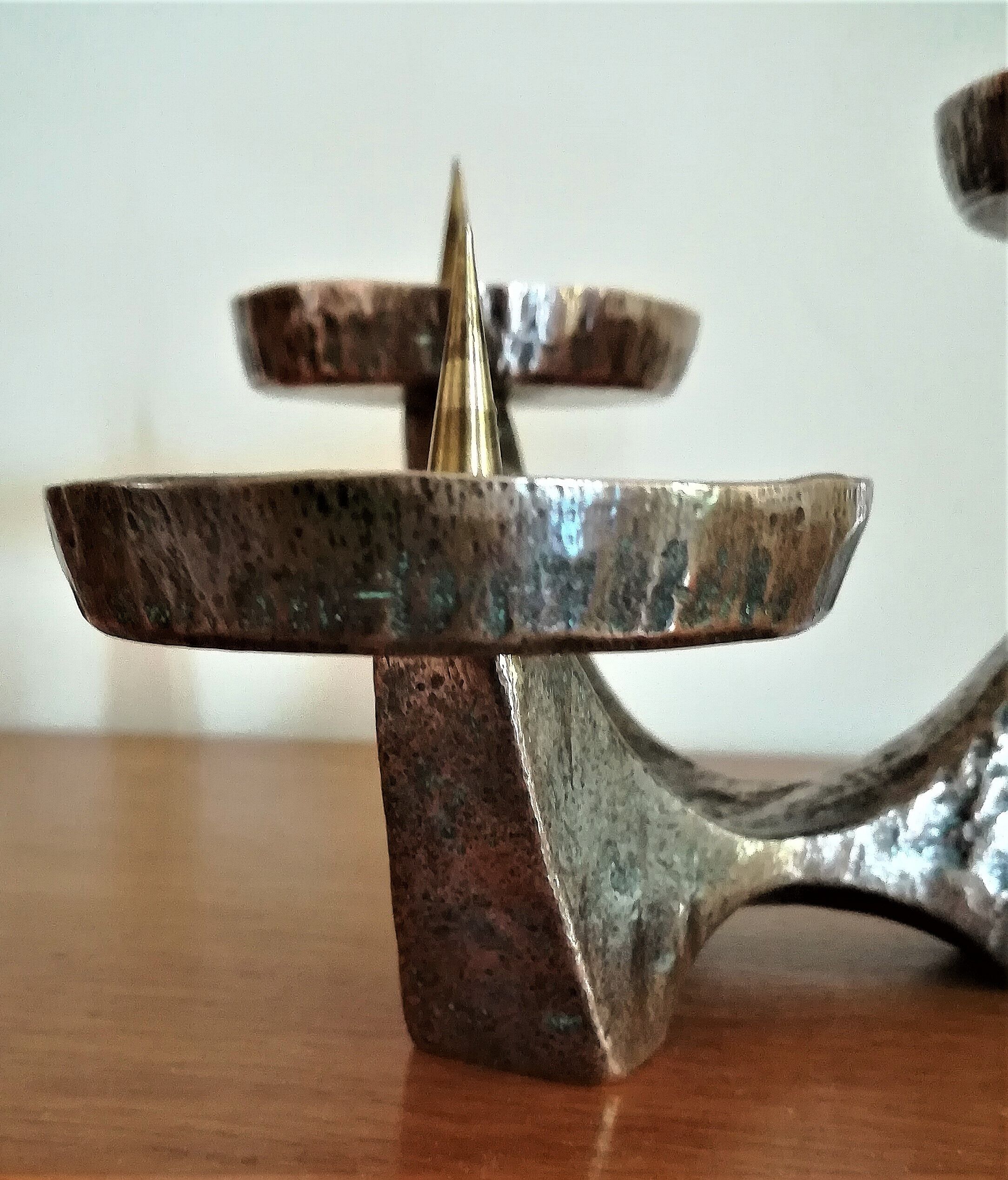 Vintage patinated bronze bougeoir 60/70v