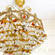 Lustre vintage exceptionnel en cristal style Murano orange, laiton, 5