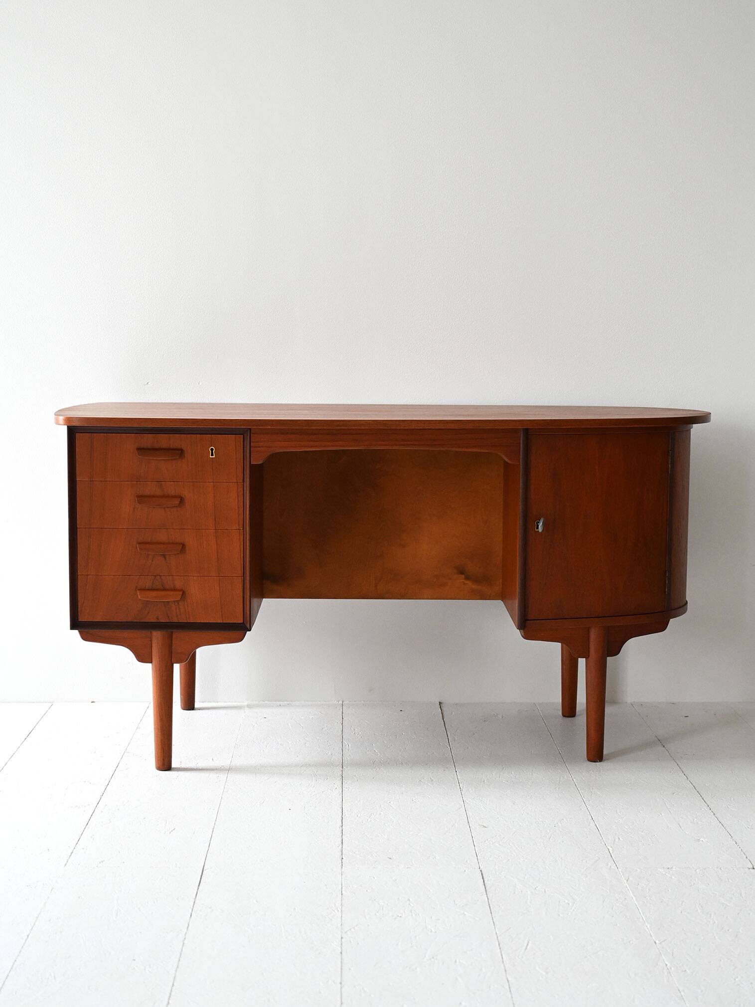 1960s oval Scandinavian teak desk
