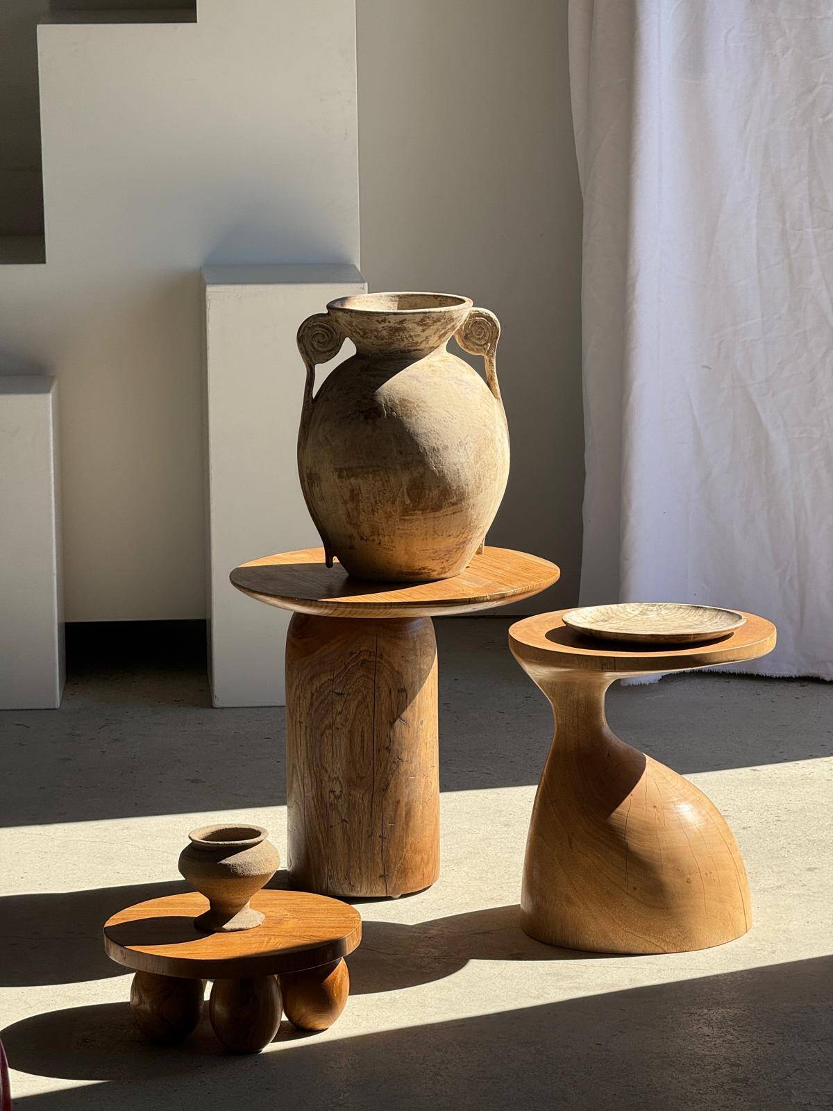 Petrified wood catchall or dish in light grey with rings D27x25 -3320