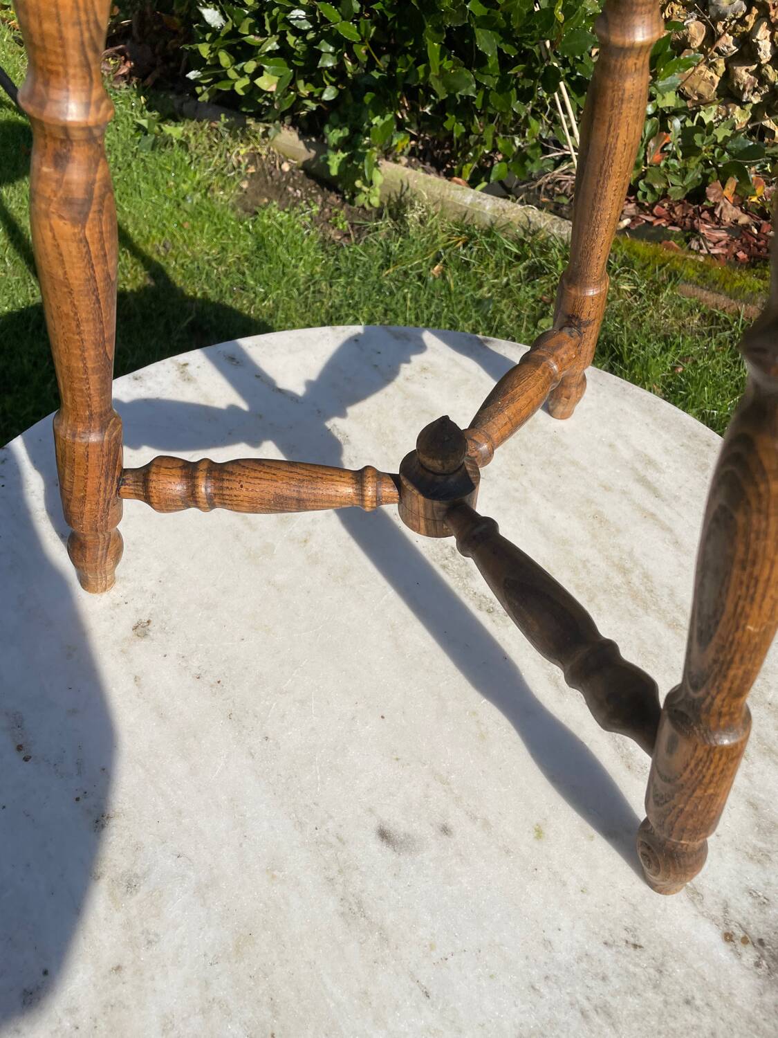 Antique oak tripod stool
