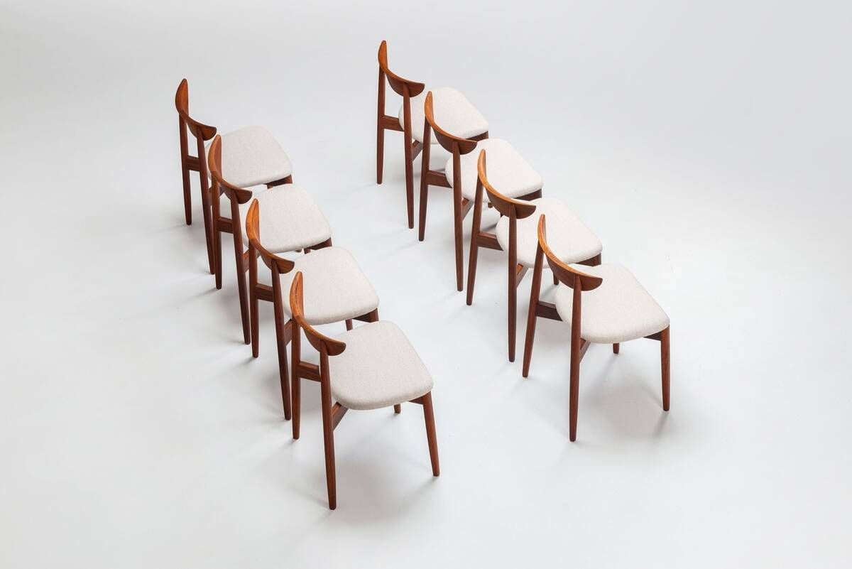 Harry Ostergaard set of eight dining chairs in teak Randers Denmark 1960